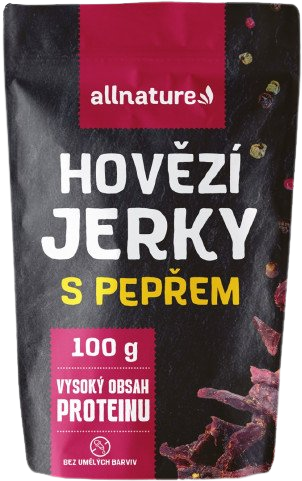 Allnature Hovädzie jerky s čiernym korením sušené mäso hovädzie 100 g kúpite na Pilulka.sk
