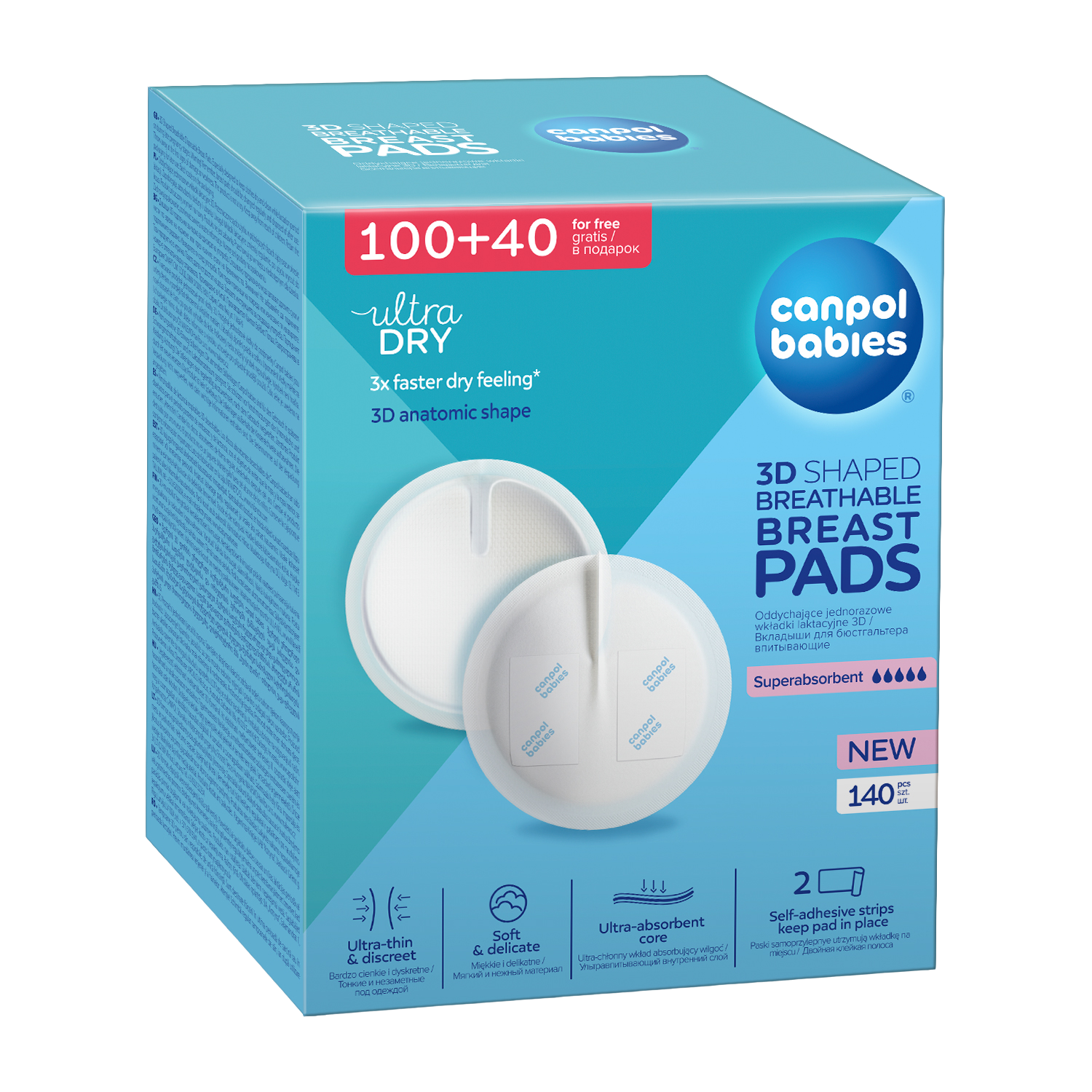 Canpol babies Breast Pads Standard 100+ 40 Ks jednorazové vložky do podprsenky 140 ks