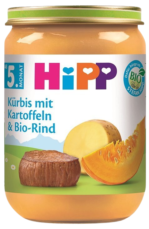 HiPP BIO Tekvica, zemiaky a BIO hovädzie mäso 190 g