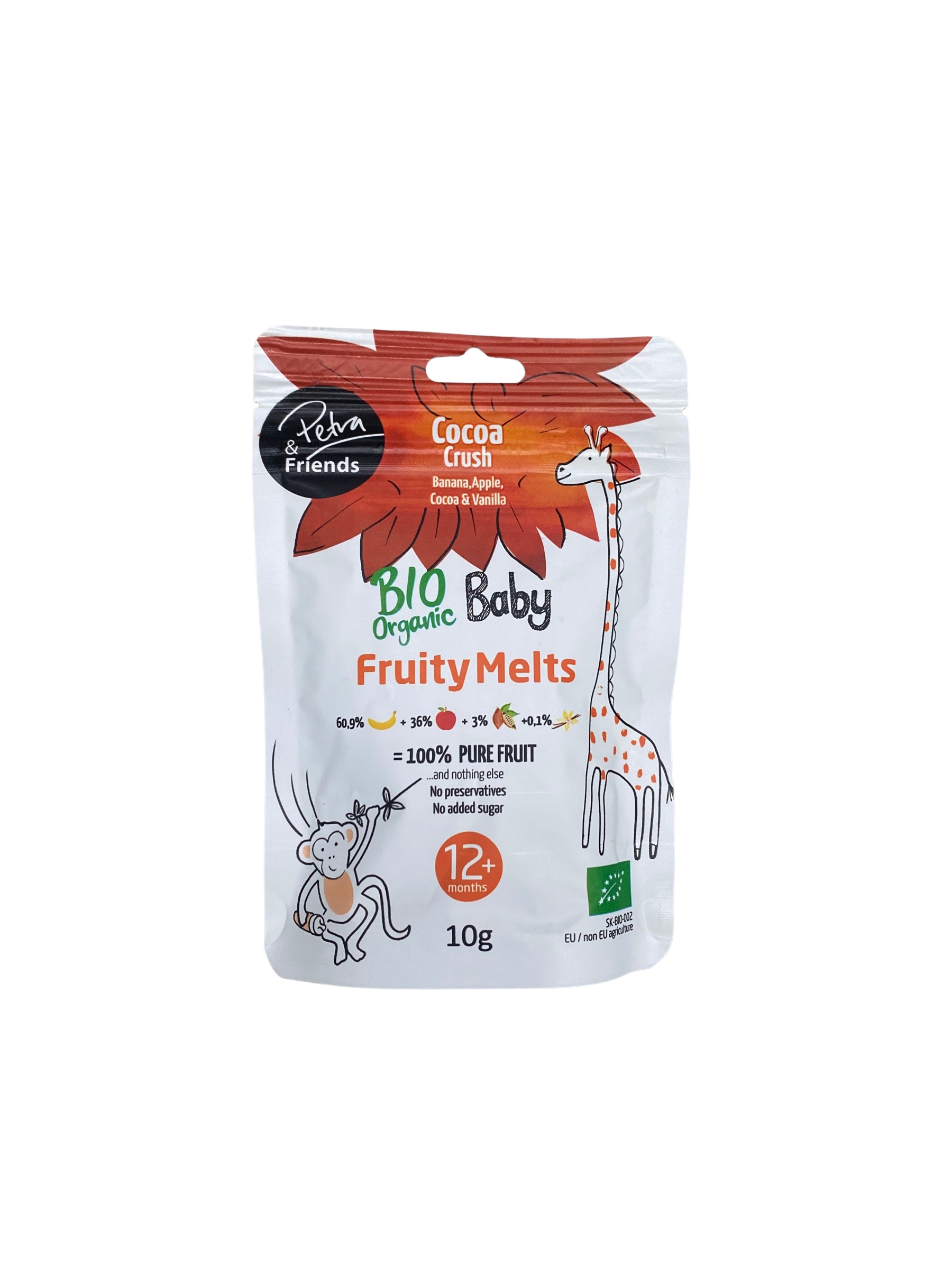 Petra & Friends Ovocné smoothie kousky sušené mrazem - banán, jablko, kakao a vanilka BIO 12m+ 10 g