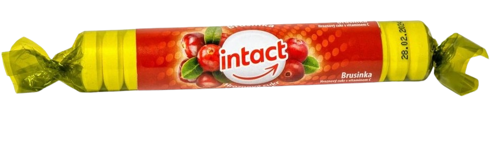 INTACT Rolička hroznový cukor s vitamínom C Brusnica 40 g