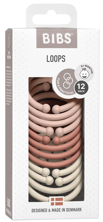 BIBS Loops Krúžky, Blush/ Woodchuck/ Ivory 12 ks