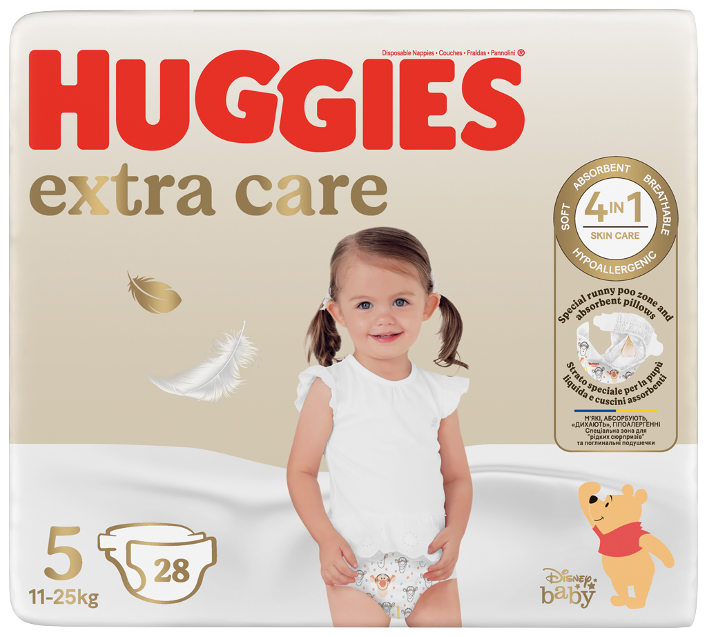 HUGGIES® Plienky jednorázové Extra Care 5 (12-17 kg) 28 ks