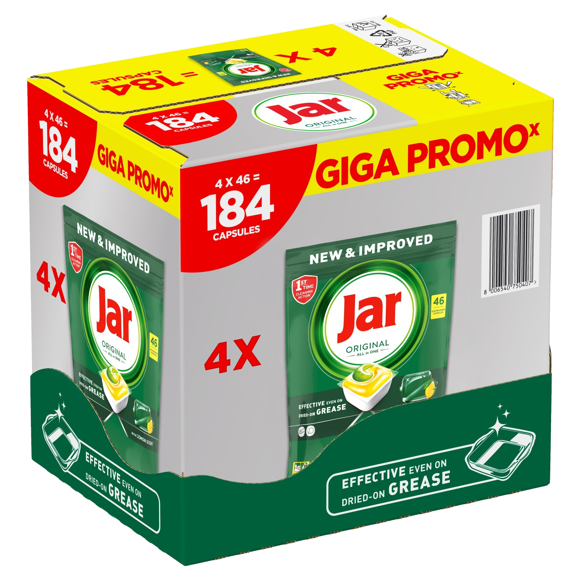 JAR Tablety do umývačky Original All-in-One Yellow 4 x 46 ks