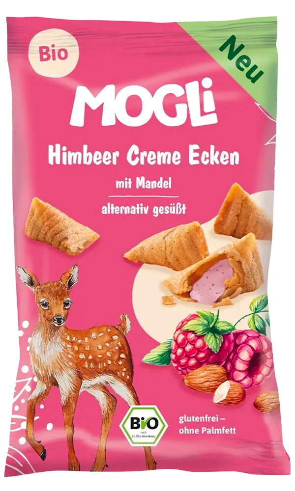 MOGLI BIO plněné malinové taštičky 30 g