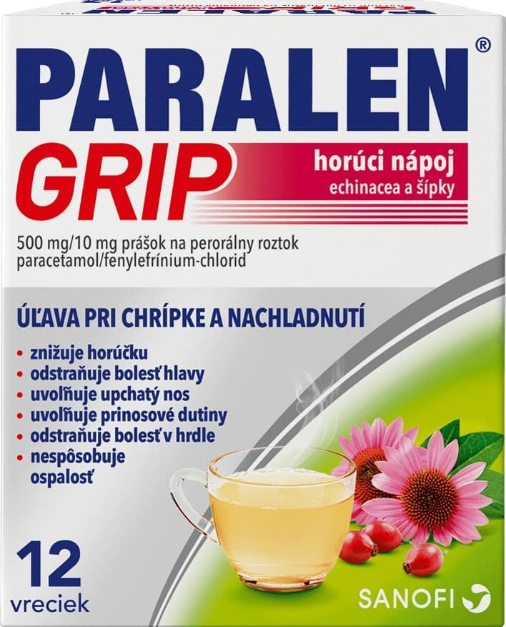 PARALEN GRIP horúci nápoj echinacea a šípky 12 vrecúšok kúpite na Pilulka.sk