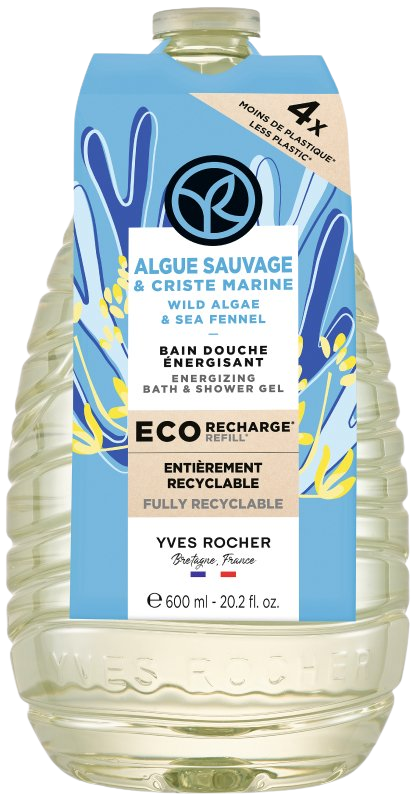 Yves Rocher Bain de Nature Sprchový gel mořská řasa & motar náplň 600 ml