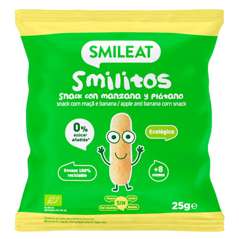 Smileat BIO kukuřičné křupky banán a jablko s vitaminem B1 8M+