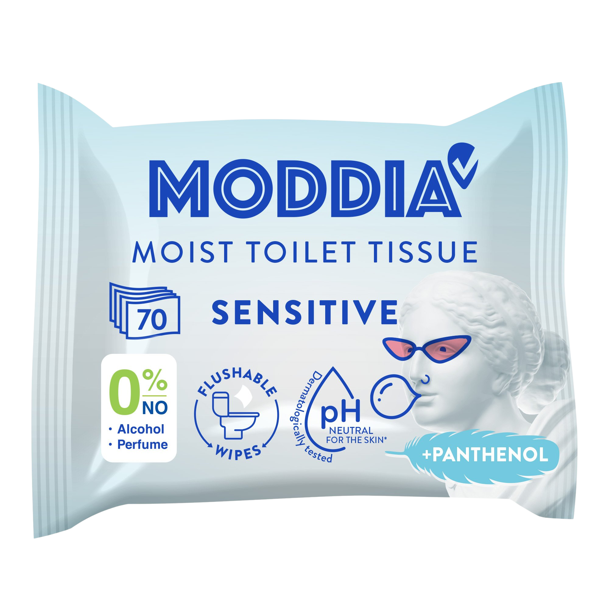 Fotografie MODDIA Vlhčený toaletní papír sensitive 70 ks