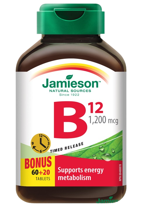 Jamieson B12 1200 mcg Timed Release tablety na podporu energetického metabolizmu 80 tbl