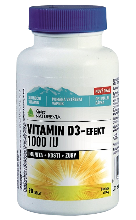 NatureVia Vitamin D3 Efekt 1000 IU tablety pre normálnu funkciu imunitného systému, stav kostí, zubov a činnosť svalov 90 tbl kúpite na Pilulka.sk