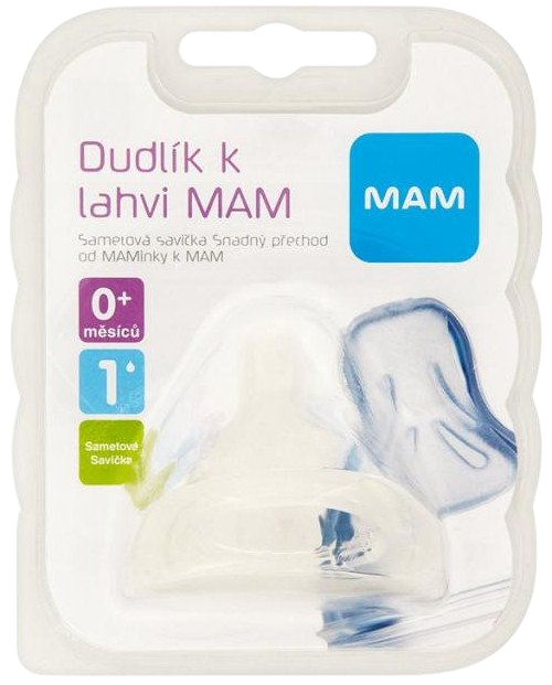 MAM Dudlík na fľašu V1- pomalý 0m.+ veľkosť. S