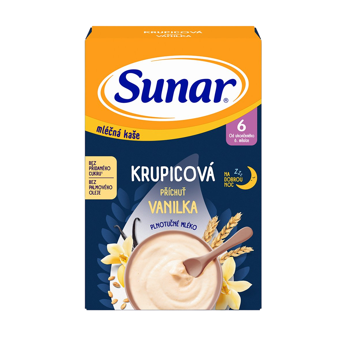 SUNAR mliečna krupicová kaša na dobrú noc vanilková 210 g