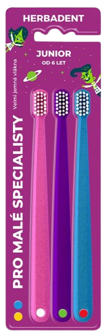 HERBADENT Junior Zubná kefka s veľmi jemnými vláknami mix 3 kusy kúpite na Pilulka.sk