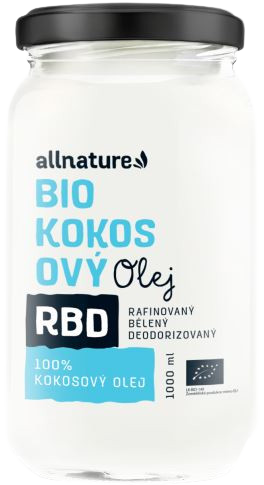 Allnature Kokosový olej RBD BIO kokosový olej bez vône 1000 ml