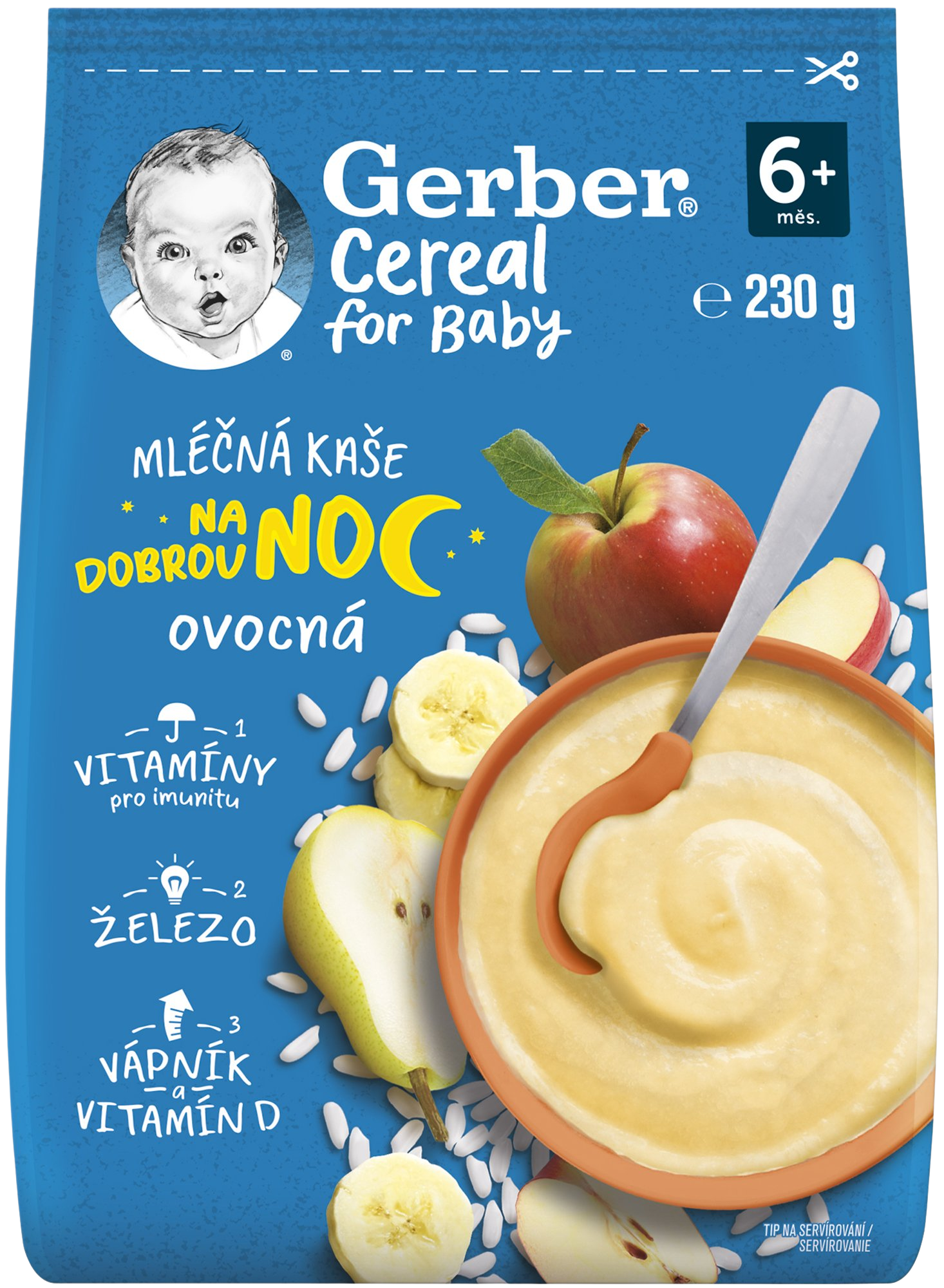 GERBER Cereal mliečna kaša ovocná na dobrú noc 6m+ 230 g kúpite na Pilulka.sk