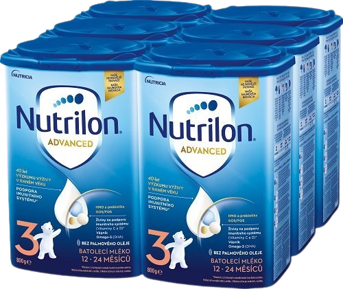NUTRILON 3 batoľacia mliečna dojčenská výživa v prášku 6 x 800 g