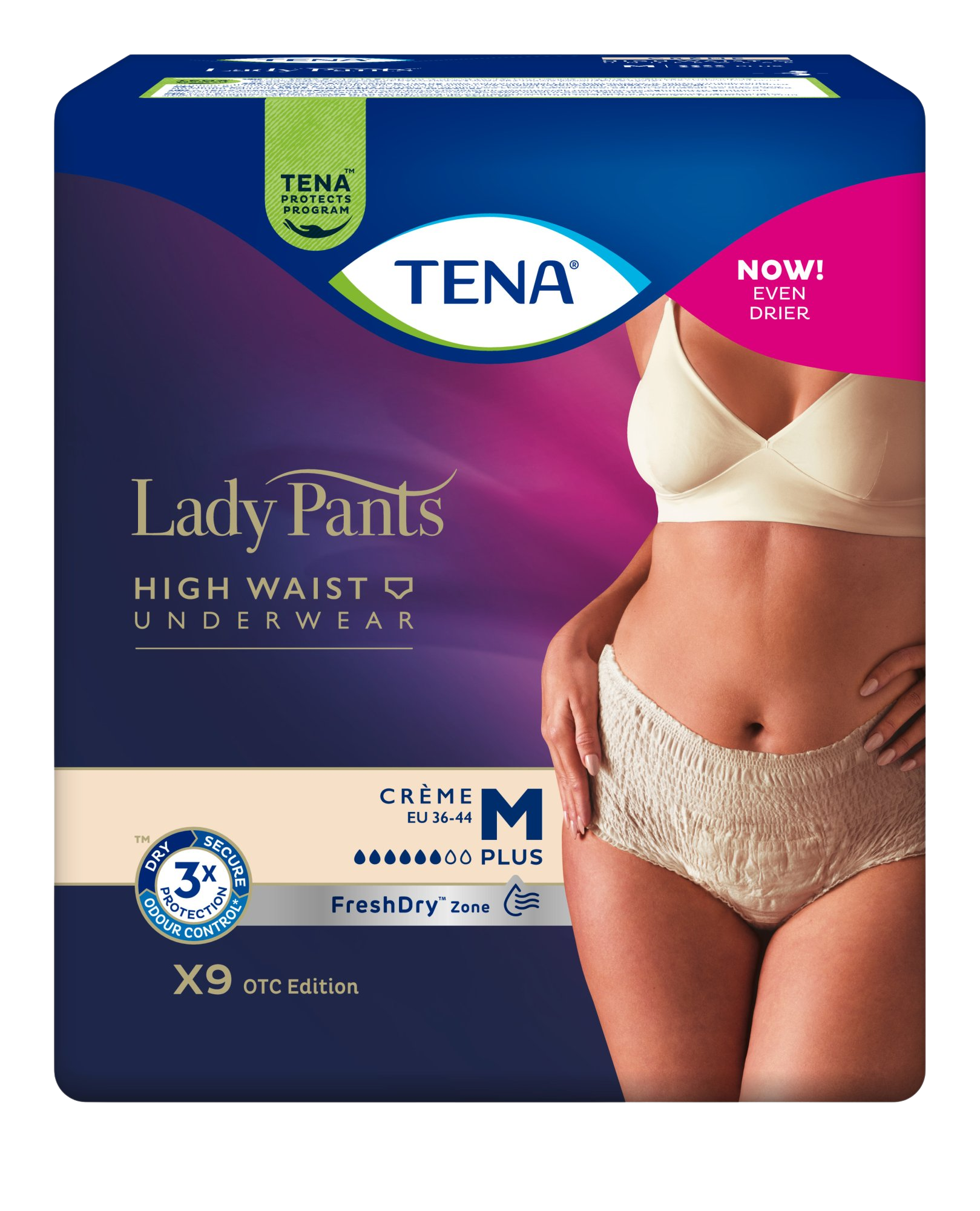 Fotografie TENA Lady Pants Plus Creme M inkontinenční kalhotky 9 ks