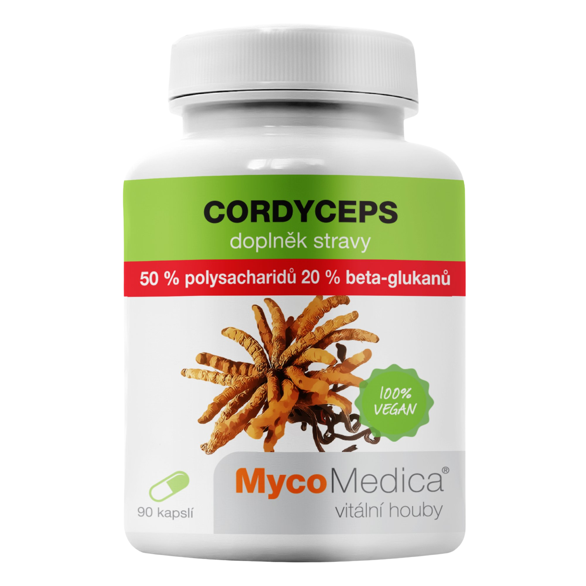 MYCOMEDICA Cordyceps 50% 90 vegan rastlinných kapsúl