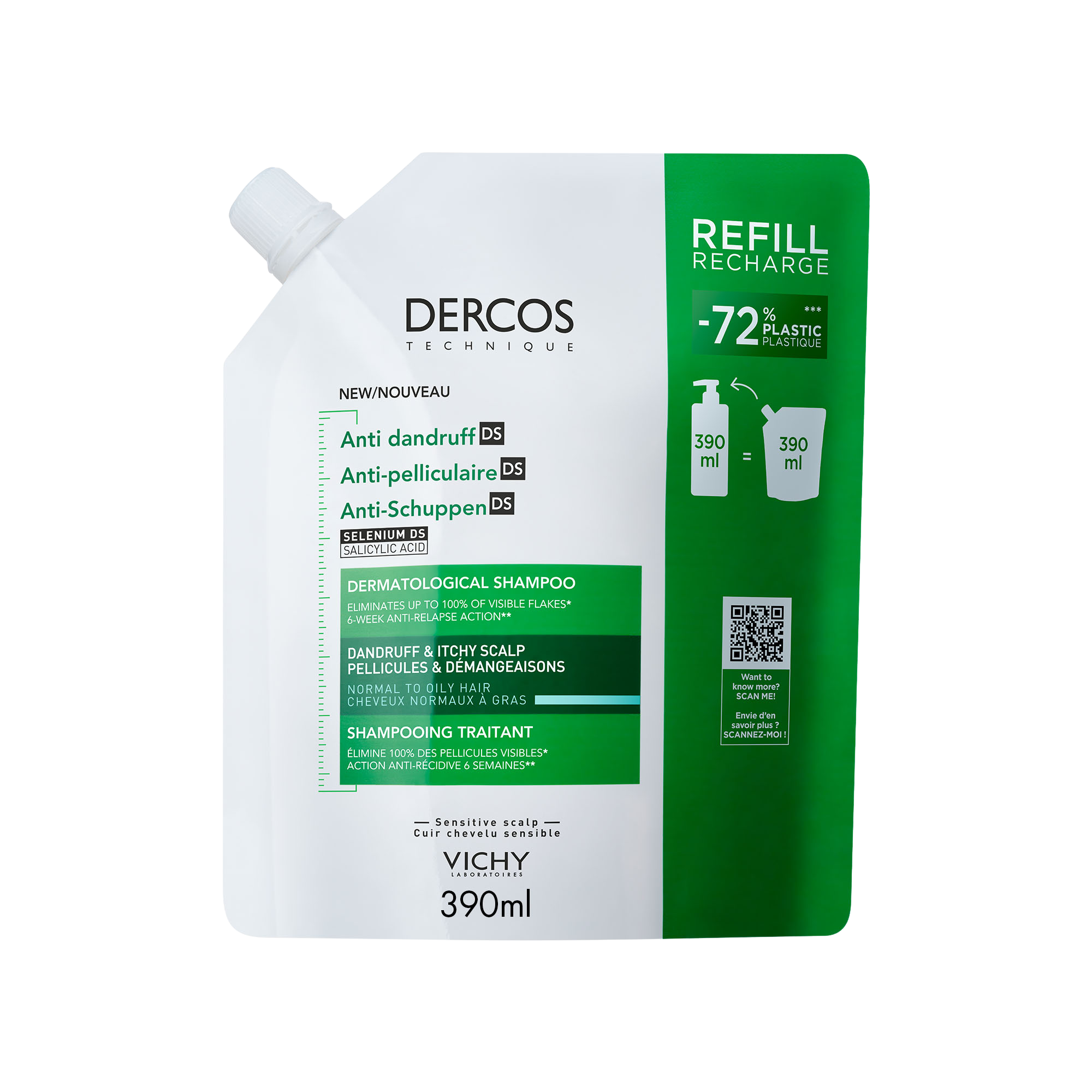 Vichy Dercos DS šampon proti lupům pro normální a mastné vlasy 390 ml