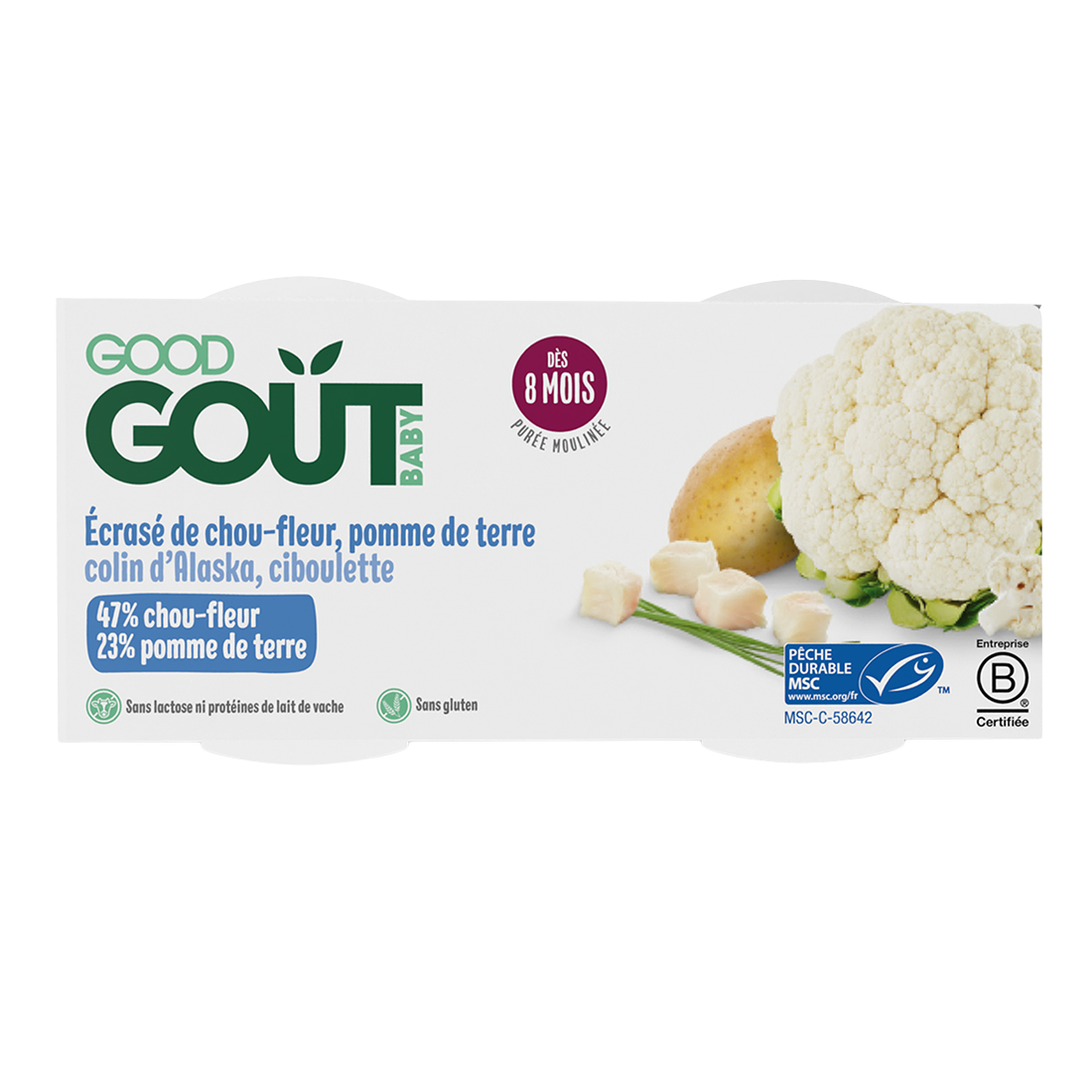 GOOD GOUT BIO Treska pestrá s karfiolom a zemiačikmi 2x 190 g