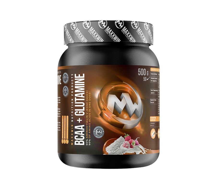 Maxxwin BCAA + Glutamine regenerácia a rast svalov príchuť Raspberry 500 g