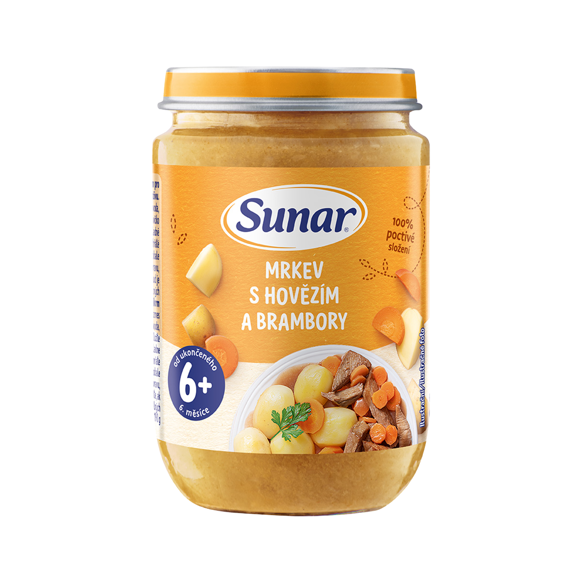 Sunar příkrm Mrkev s hovězí+bram.od ukon.6m+ 190g