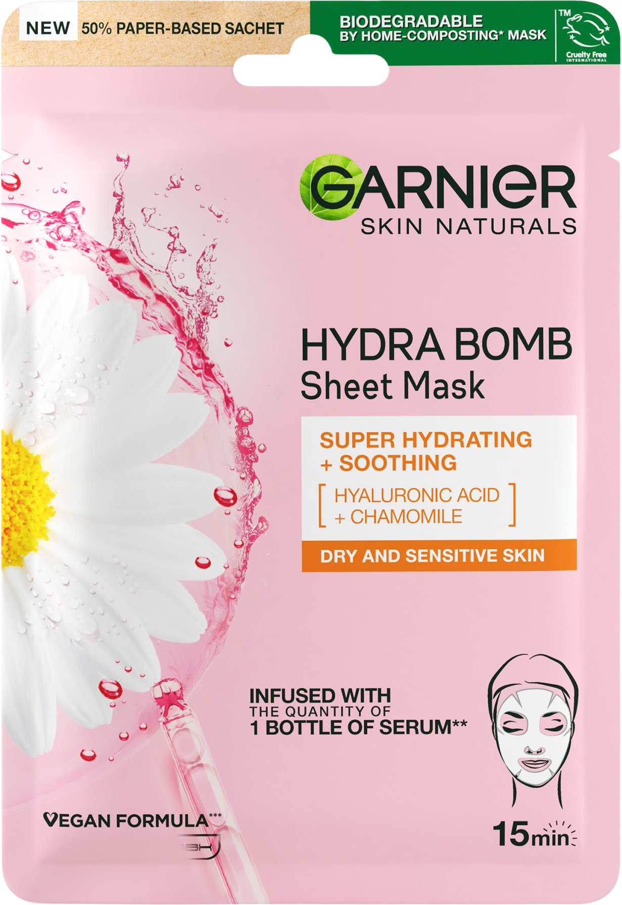GARNIER Skin Naturals upokojujúca textilná maska s výťažkom z harmančeka 28 g
