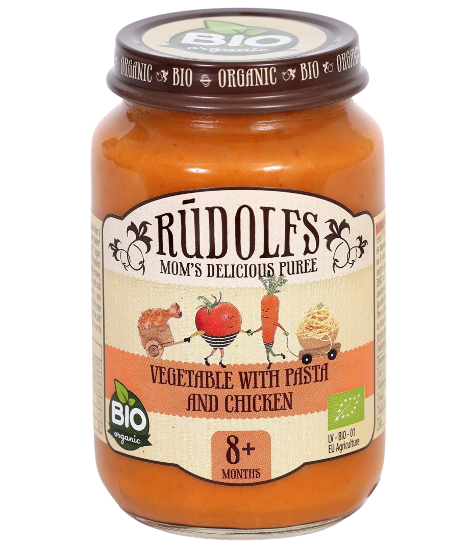 Rudolfs BIO Zeleninový príkrm s cestovinami a kuracím mäsom 190 g