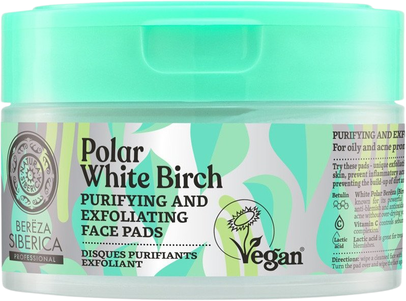 NATURA SIBERICA Bereza Siberica Čistiace a exfoliačné pleťové tampóny 20 ks