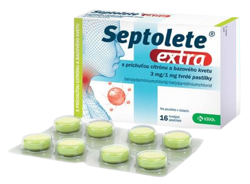 SEPTOLETE extra citrón a bazový kvet pastilky 16 pastiliek kúpite na Pilulka.sk