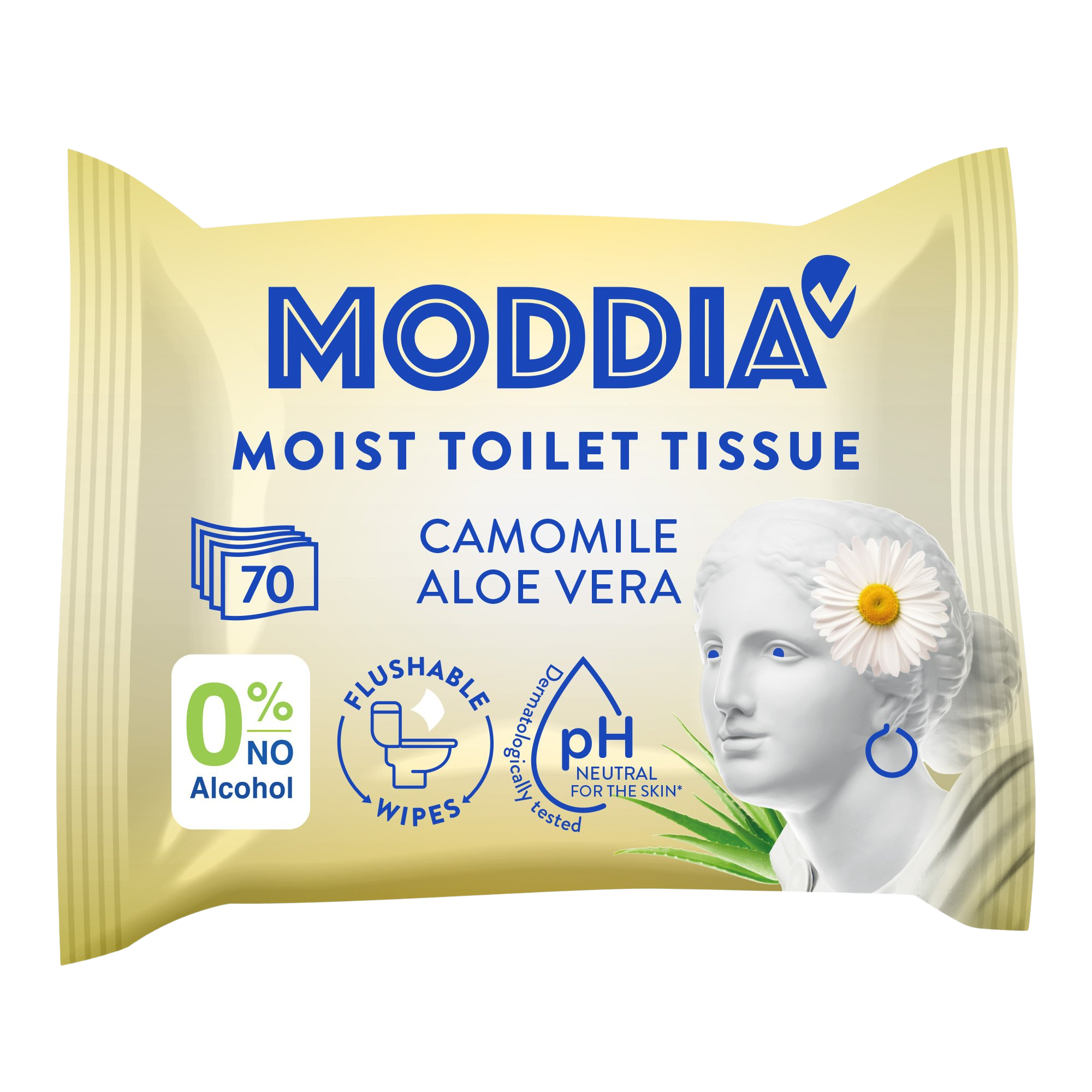 MODDIA Vlhčený toaletní papír heřmánek & aloe vera 70 ks