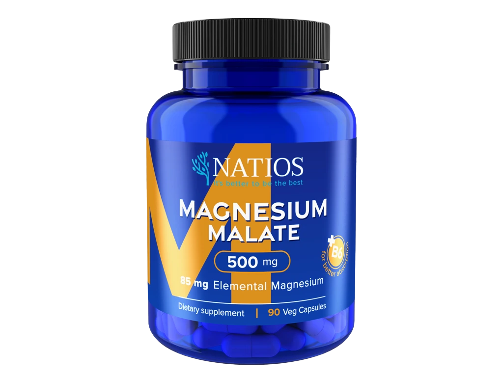Natios Magnesium Malate 500 mg + B6, (elem. hořčík 85 mg), 90 kapslí
