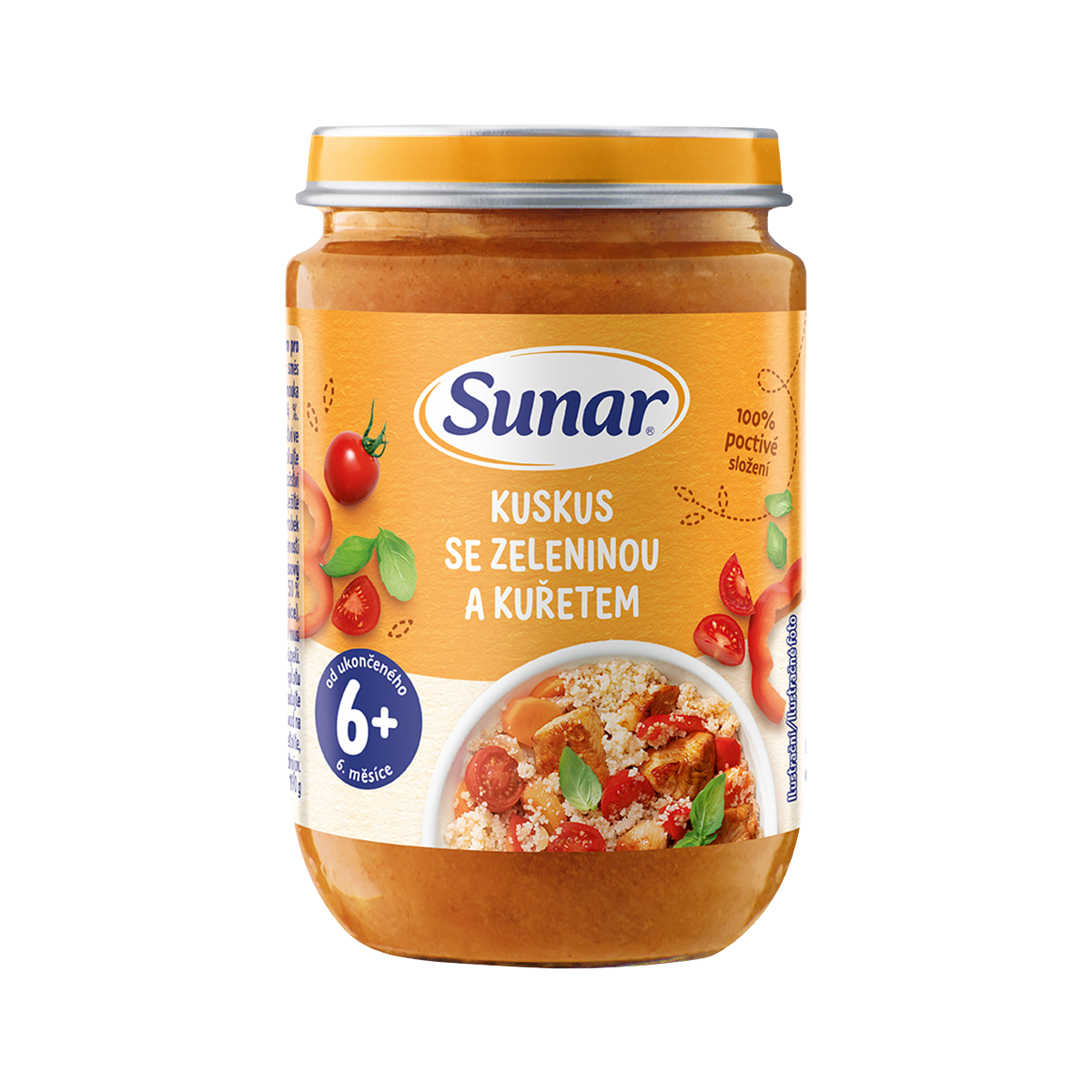 Sunar Příkrm kuskus se zeleninou a kuřetem 6m+, 190 g