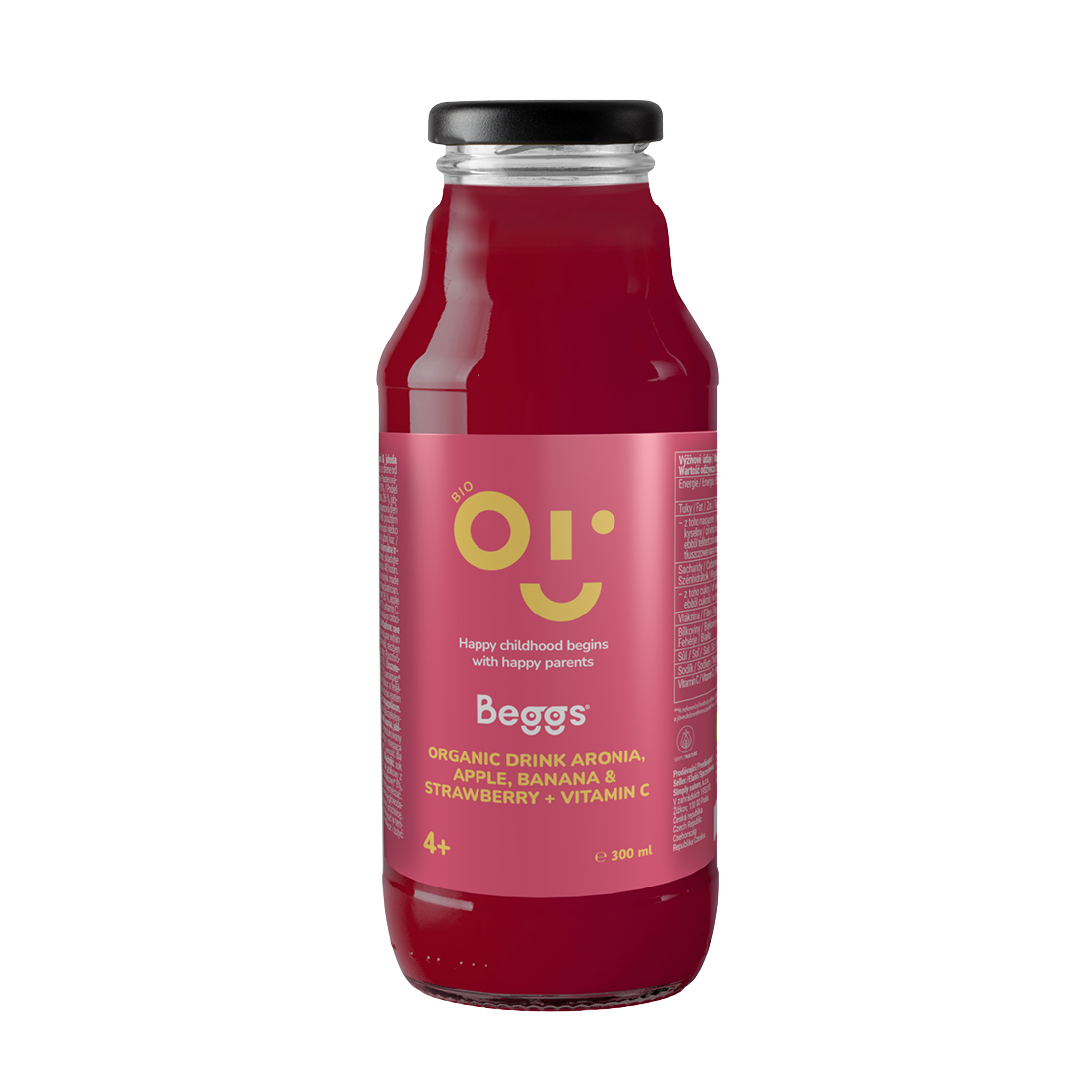 BEGGS BIO Nápoj aronie, jablko, banán & jahoda 300 ml
