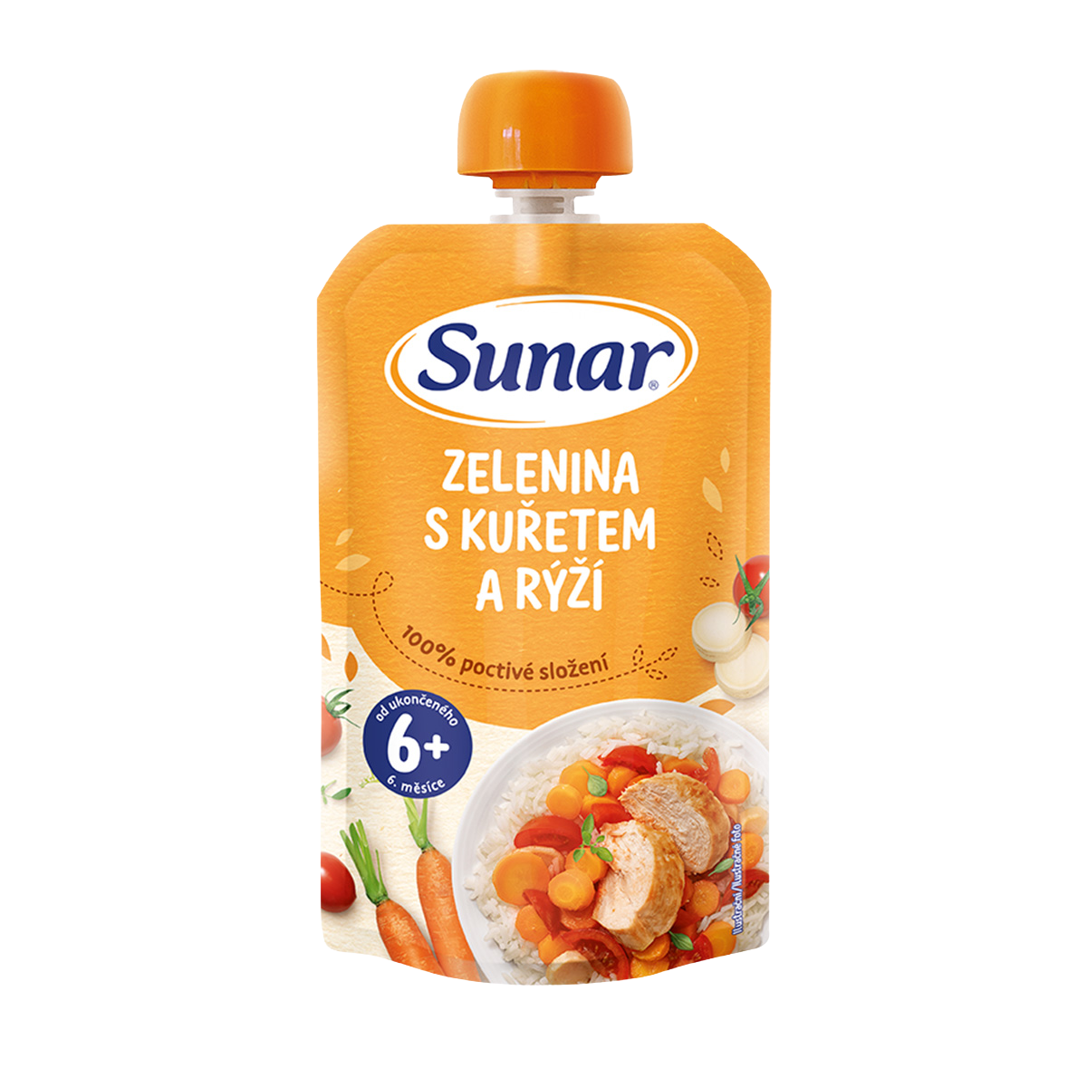 Sunar Příkrm Zelenina s kuřetem a rýží 6m+ kapsička 120 g koupíte na Pilulka.cz