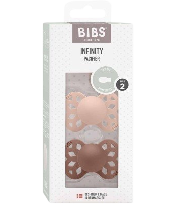 BIBS Symetrické silikónové cumlíky Infinity, veľkosť 2, Blush / Woodchuck 2 ks