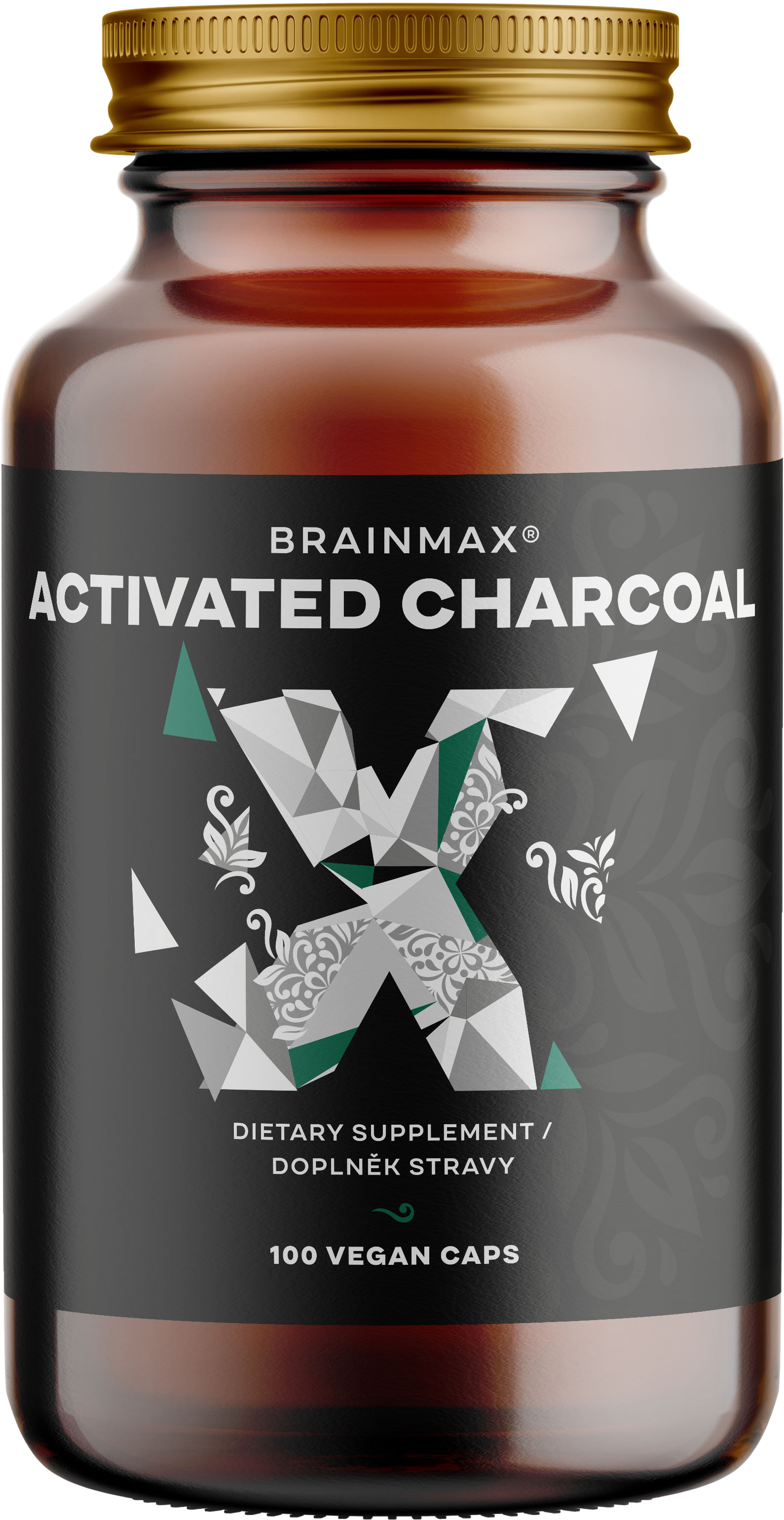 BRAINMAX Activated Charcoal, aktivní uhlí z kokosových skořápek 100 kapslí