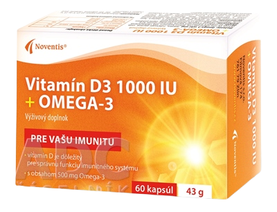 Noventis VITAMÍN D3 1000 IU + OMEGA-3, 60 kapsúl