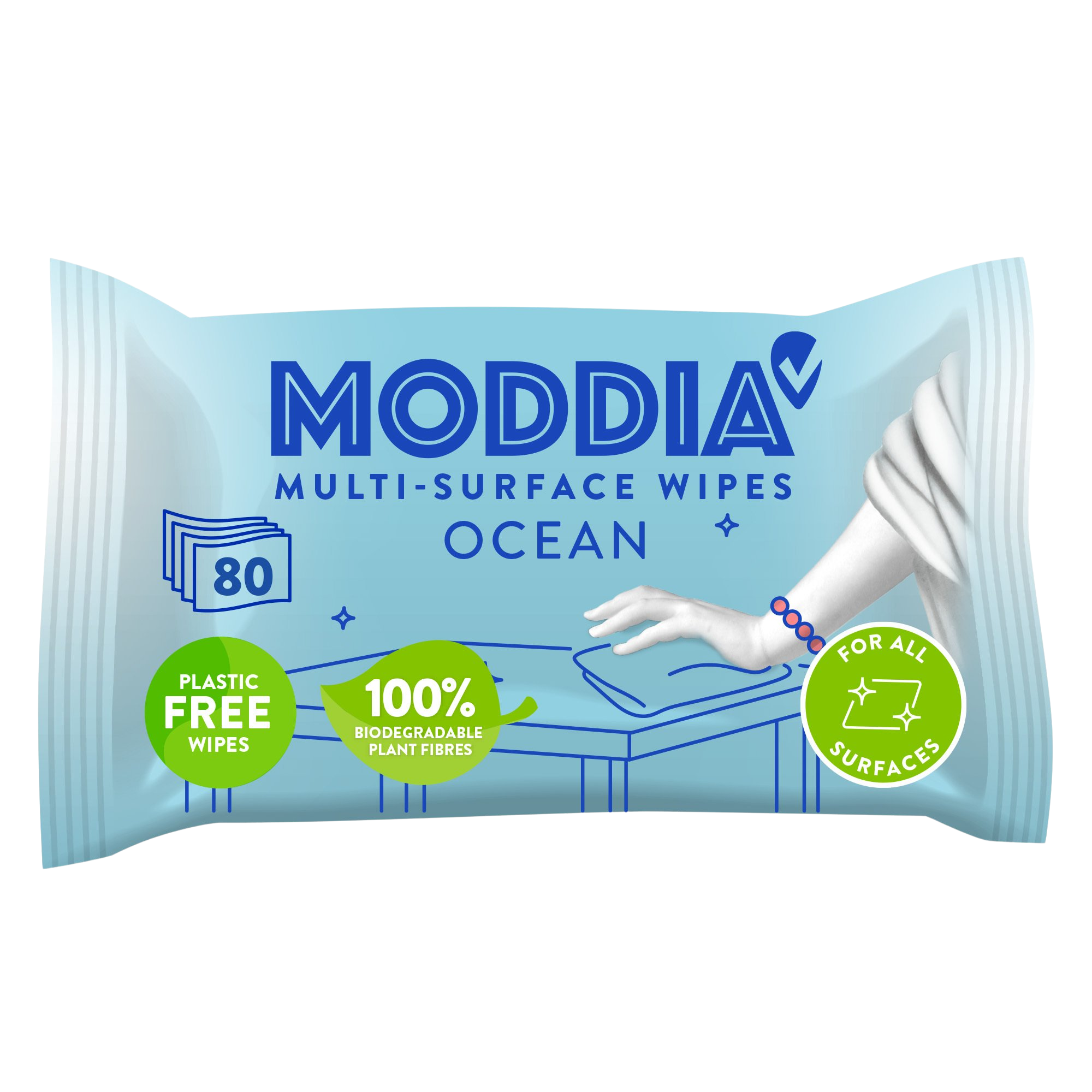 Fotografie MODDIA Vlhčené úklidové ubrousky oceán 80 ks