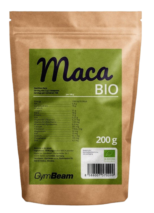 GymBeam Gelatinized Maca Powder BIO maca prášok v BIO kvalite 200 g