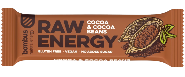 Bombus Raw Energy ovocná tyčinka príchuť Cocoa & Cocoa Beans 50 g