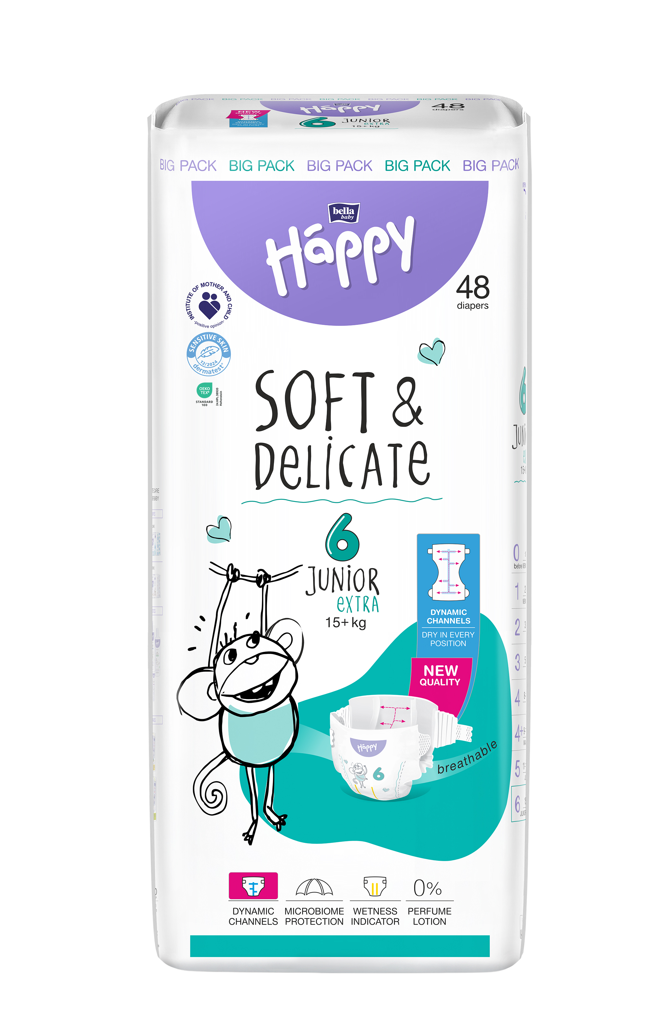 Happy Soft&Delicate 6 dětské pleny 15+kg 48ks koupíte na Pilulka.cz