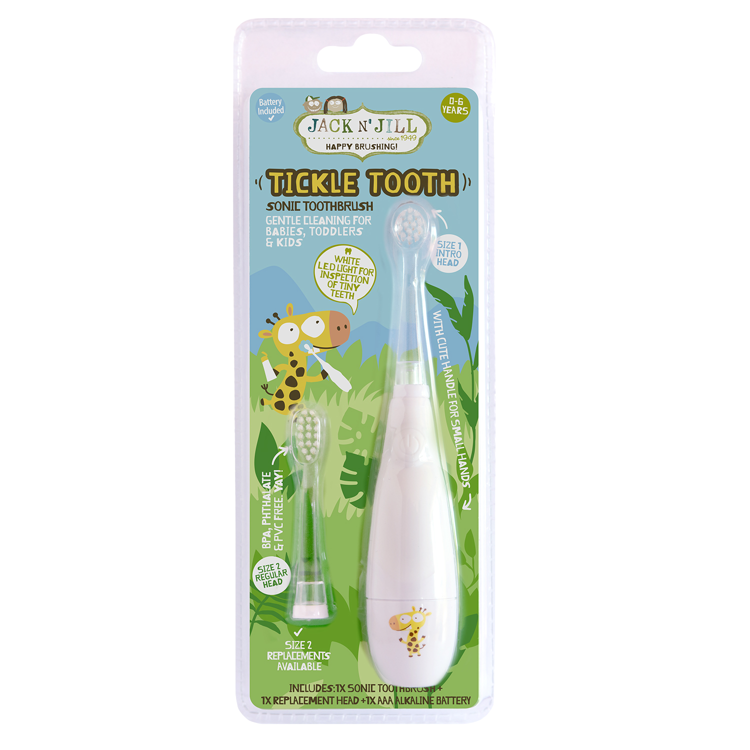 JACK N'JILL Tickle Tooth Sonická detská zubná kefka 1 ks