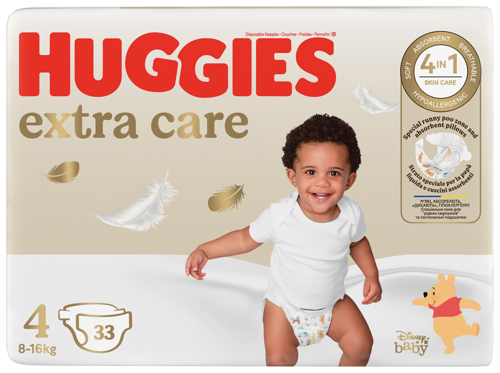 HUGGIES® Plienky jednorázové Extra Care 4 (8-14 kg) 33 ks