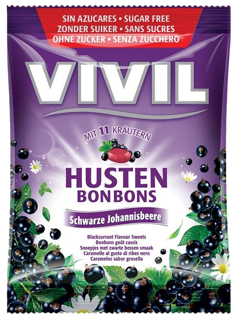 VIVIL Bonbons husten drops s príchuťou čiernych ríbezlí s 11 bylinami, bez cukru 60 g kúpite na Pilulka.sk