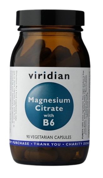 Viridian Nutrition Magnesium Citrate & B6 vegetariánske kapsuly na podporu zdravia kostí a zubov 90 cps
