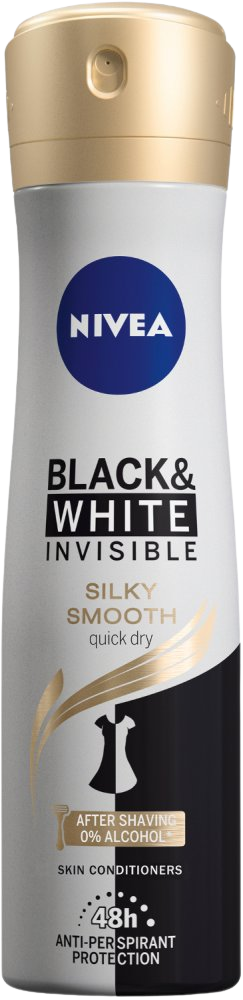 NIVEA Black & White Invisible Silky Smooth Sprej antiperspirant 150 ml