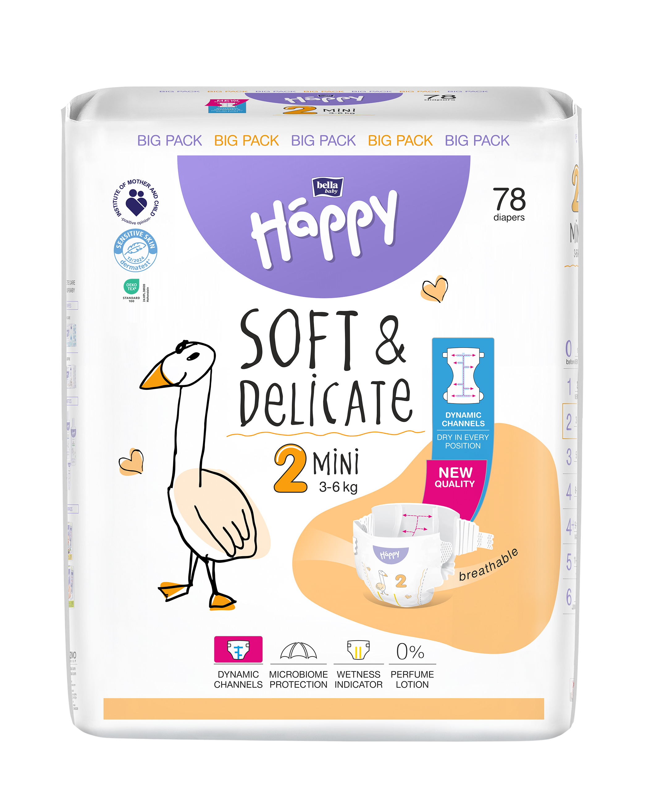 Happy Soft&Delicate 2 dětské pleny 3-6kg 78ks koupíte na Pilulka.cz