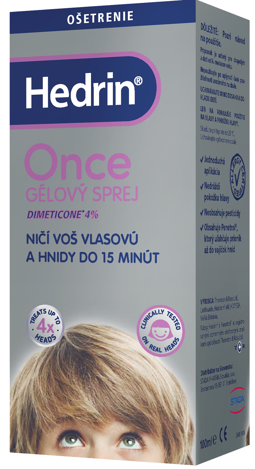 HEDRIN Once Spray gel proti všiam a hnidám 100 ml